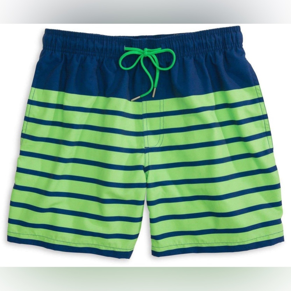 Southern Tide For Shore Stripe Swim Trunks in Yacht Blue/Island Green